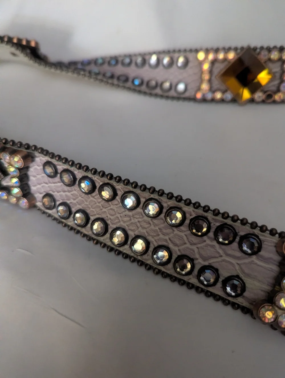 Crystal-Embellished  Metallic Buckle Women's Belt S- M